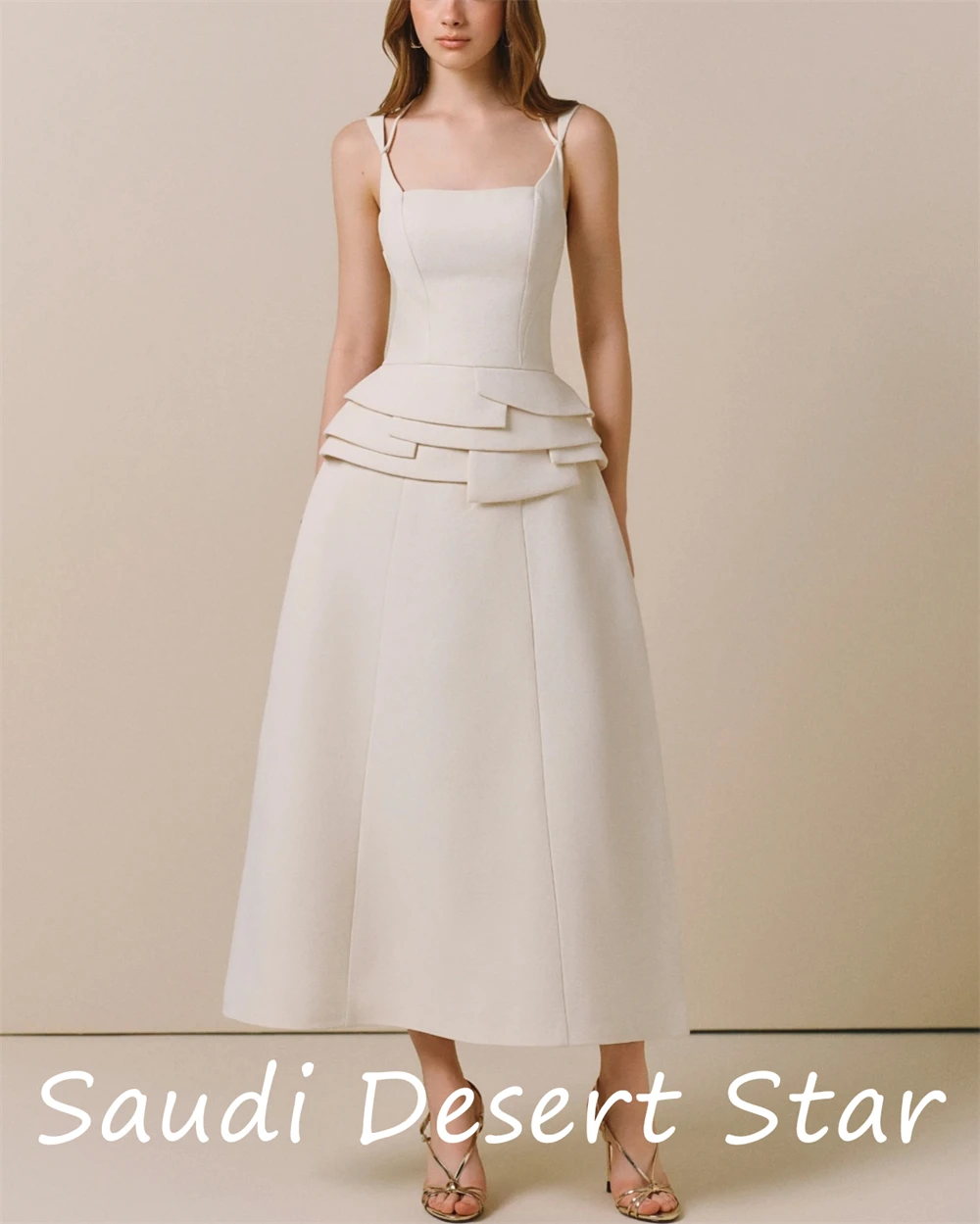 customizedCustomized Temperament Square Collar Spaghetti Straps Evening Dress Graceful A-Line Party Dress Fashion Zipper Back P