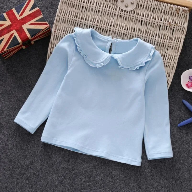 New Spring Autumn Baby Toddler Clothes School Girls White Blouse Cotton Girls Shirt Tops Kids Shirts Girl Shirts Long Sleeve