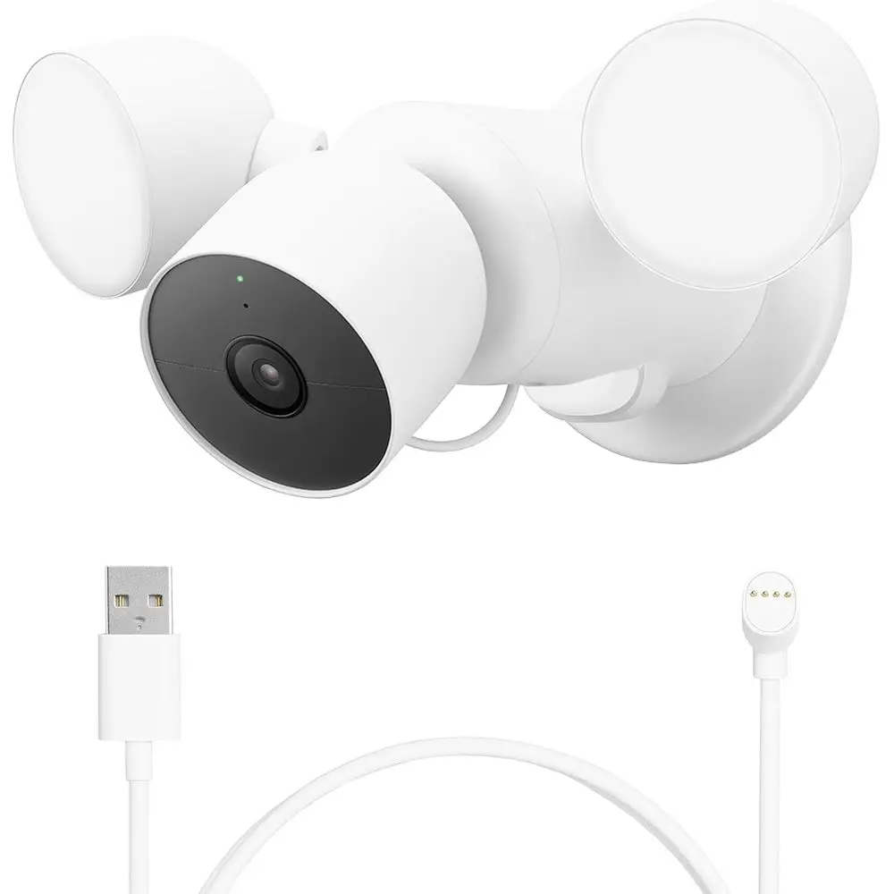 

Nest Cam with loodlight - Outdoor Camera - loodlight Security Camera, White, 1 Count with Extra Replacement Cable