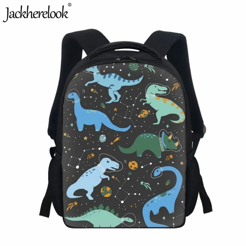 Jackherelook Children's Practical School Bag 12Inch Leisure Travel Backpack Cartoon Dinosaur Pattern Printed Book Bags for Kids