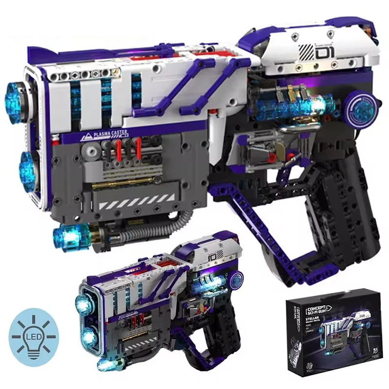 

NEW 2026 Stellar Galaxy Pistol Building Blocks with LED Light Science Fiction Weapons Shooting Gun Bricks Toys Kids Gifts