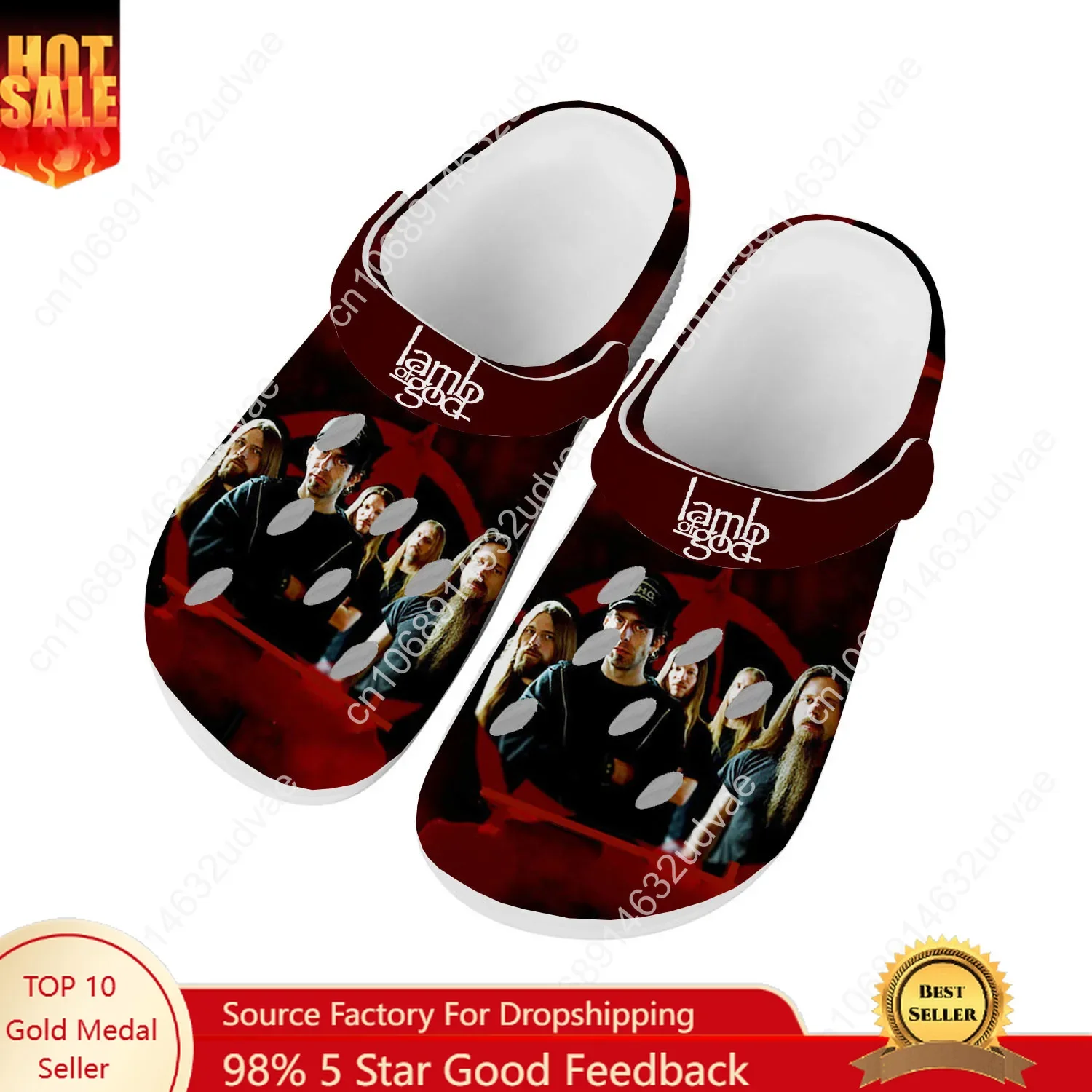 

Lamb of God Water Shoes Mens Womens Non-slip Fashion Home Garden Clogs Customizd Sandals Beach Breathable Hole Slippers