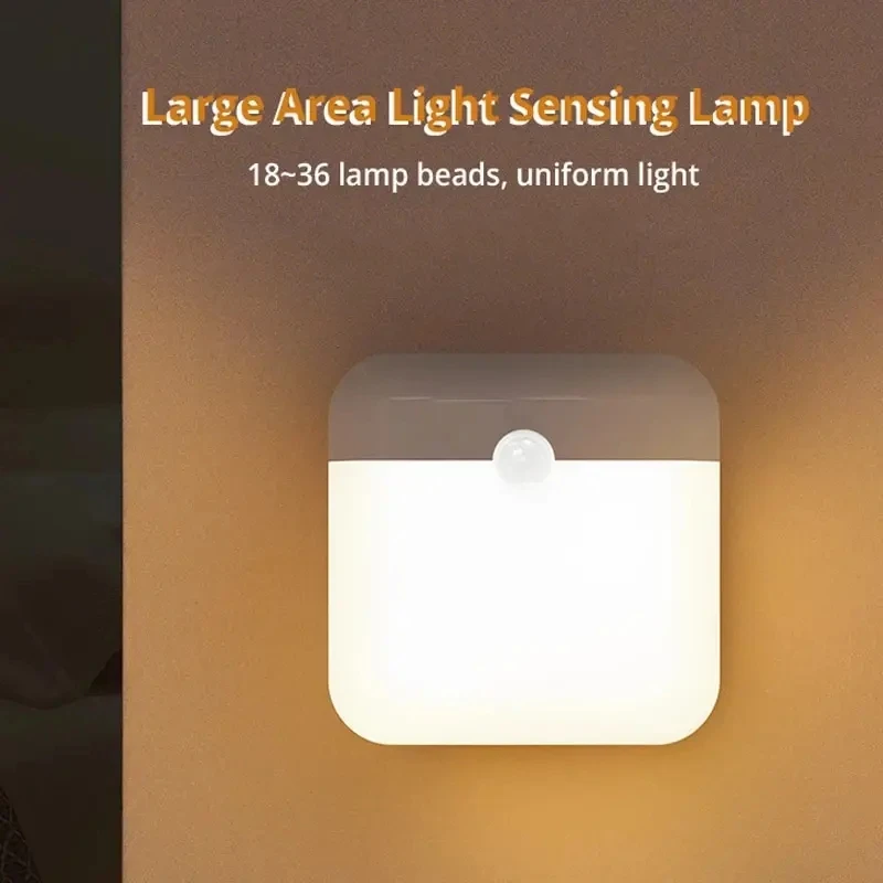 LED Night Light, Human Motion Sensor Lamp USB C Rechargeable Closet Light, Wireless LED Wall Lamp For Stairs Closet Kitchen Bed