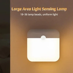 LED Night Light, Human Motion Sensor Lamp USB C Rechargeable Closet Light, Wireless LED Wall Lamp For Stairs Closet Kitchen Bed