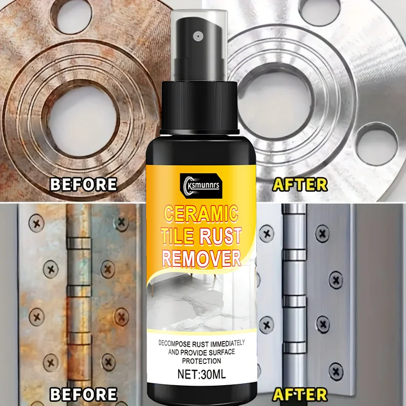 Powerful metal rust remover spray, nozzle design, sprays easily with no residue, perfect for cars and home