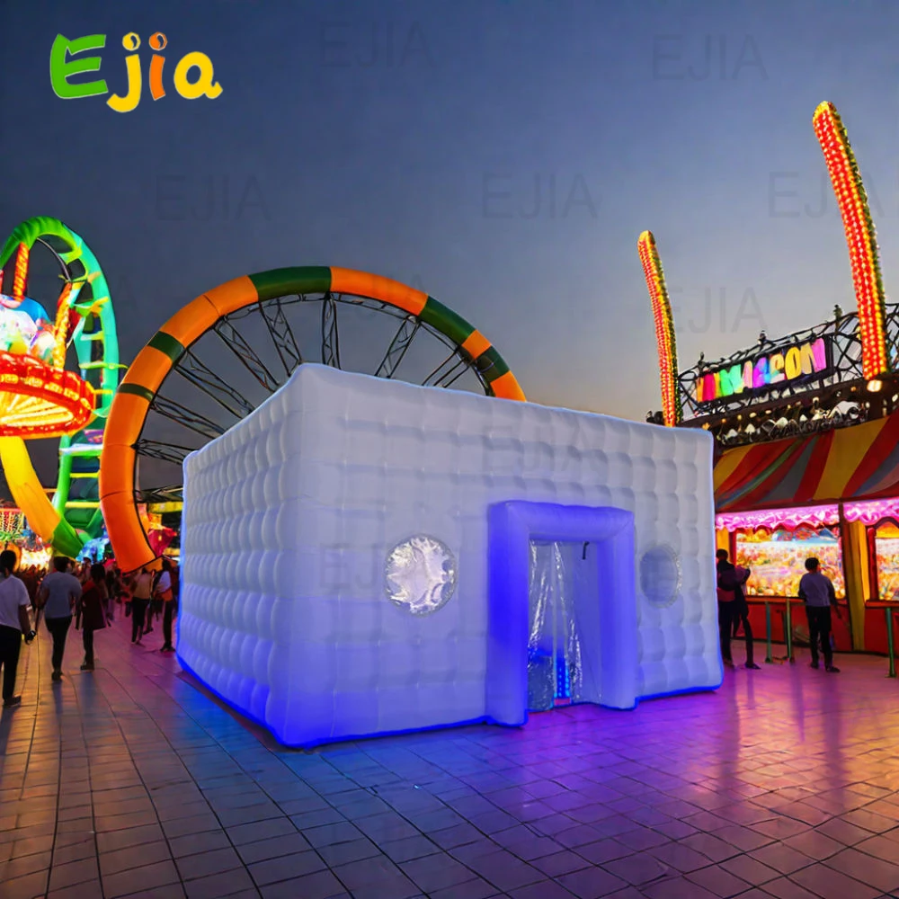 

Portable Large White Inflatable Party Tent Night Club Room House Marquee Air Cube Tent with LED Lights Disco Cube Gazebo Event