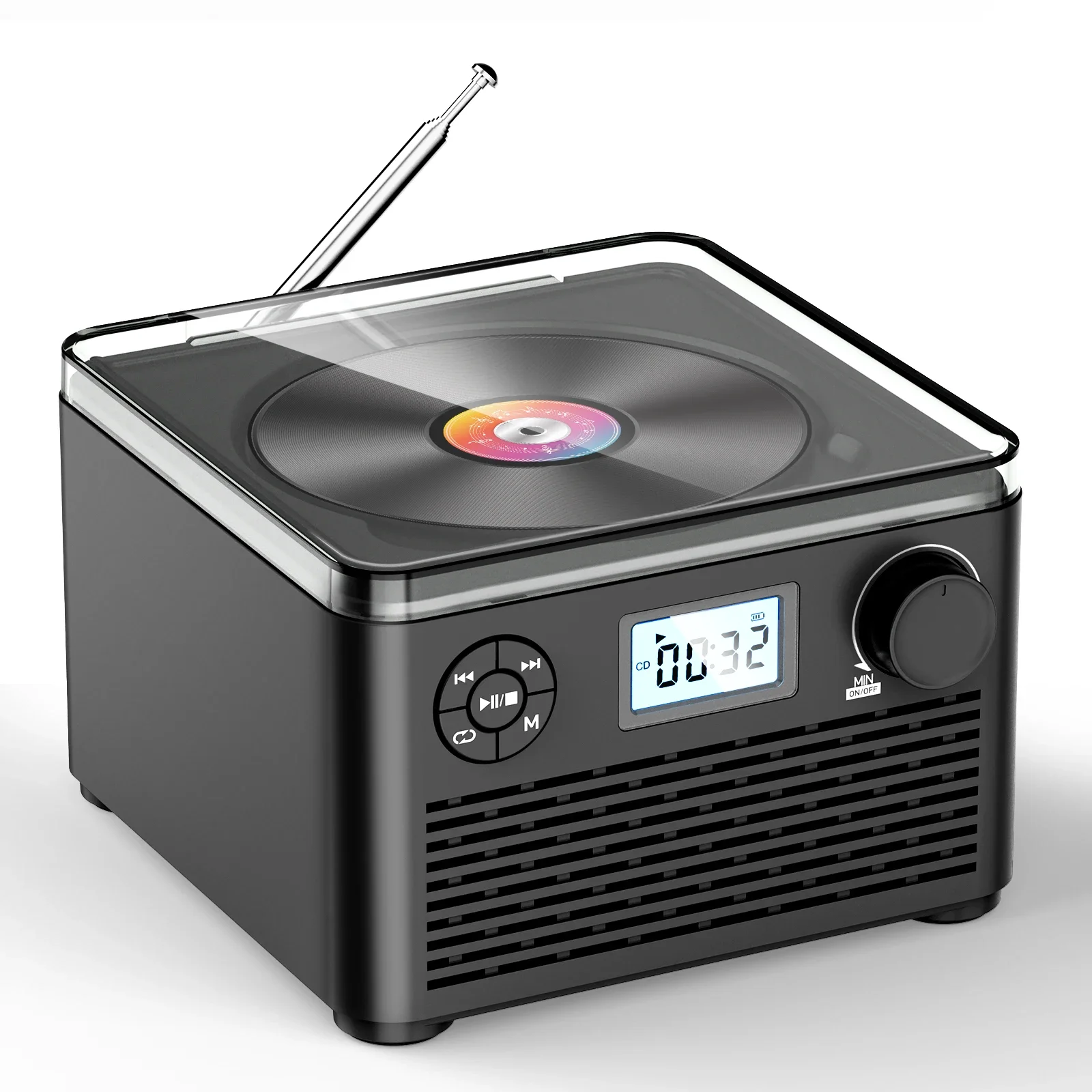 Portable CD Player with Speakers and Bluetooth: Rechargeable CD Boombox with FM Radio-plays CD/MP3 disc/USB/TF