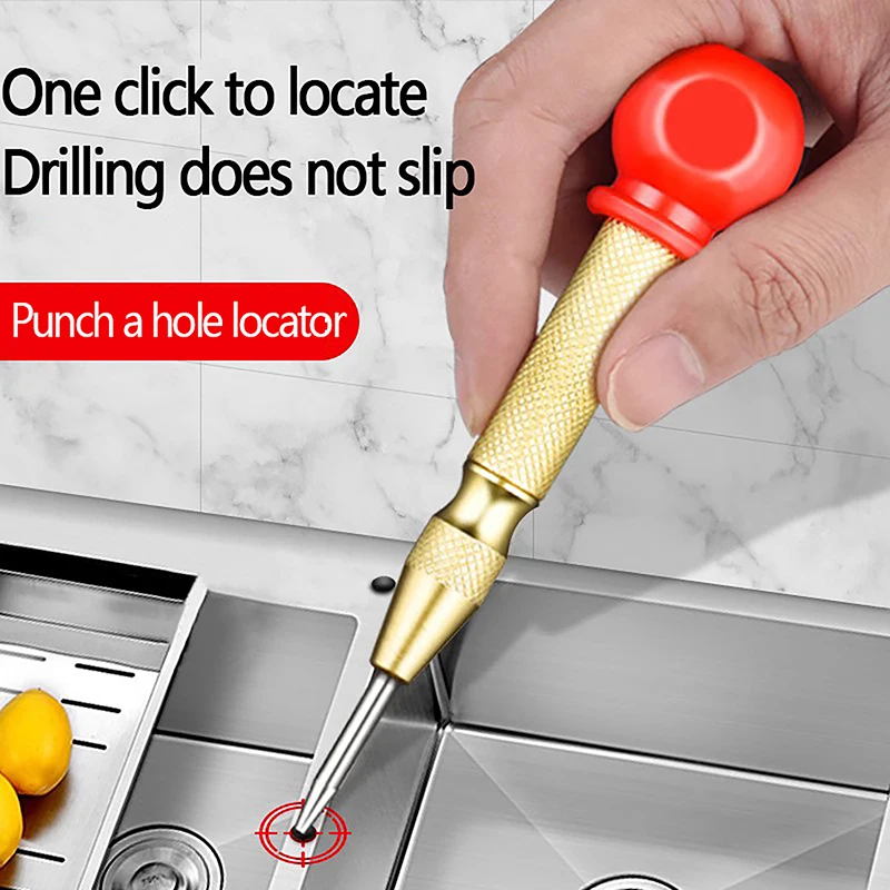 Automatic Center Punch Woodworker Metal Firing Pin Puncher Steel Drilling Holes Window Breaker Spring Loaded Dent Mark Hand Tool