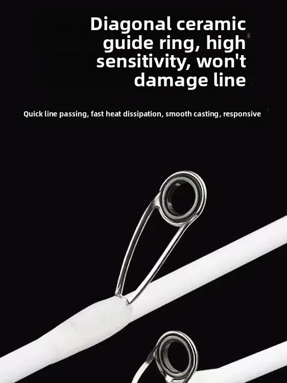 قصبة صيد سمك الباس من ألياف الكربون الصلبة، قابلة للتعديل UL/L، بمفصل انزلاقي، مقبض أبيض مخطط، مقبض مستقيم، قصبة صيد بمفصل ان... #1