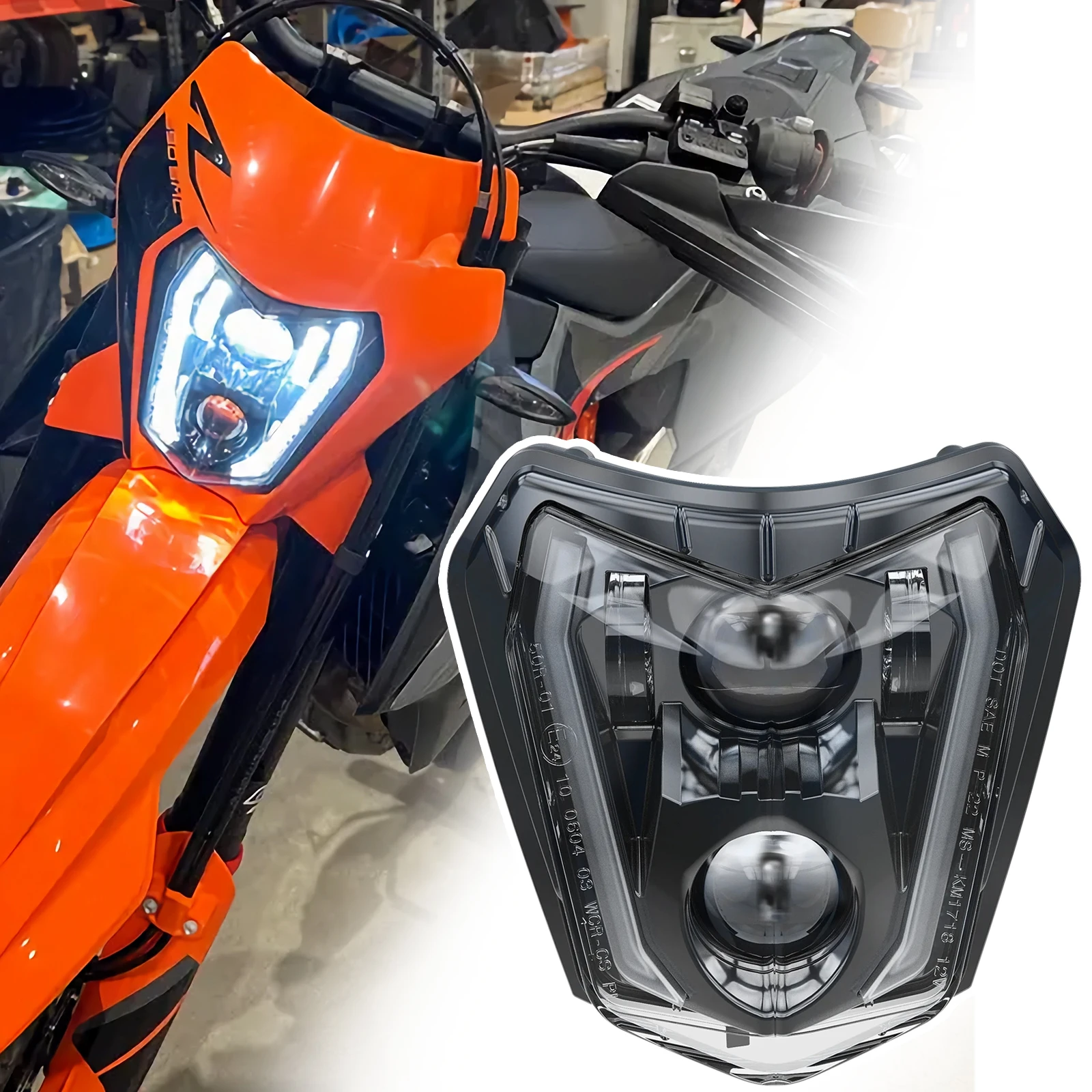 

E24 Motorcycle LED Headlight for KTM 690 SMC Enduro R EXC EXC-F XC-W XCF-W 125 150 200 250 300 350 450 500 Dirt Bike Headlamp