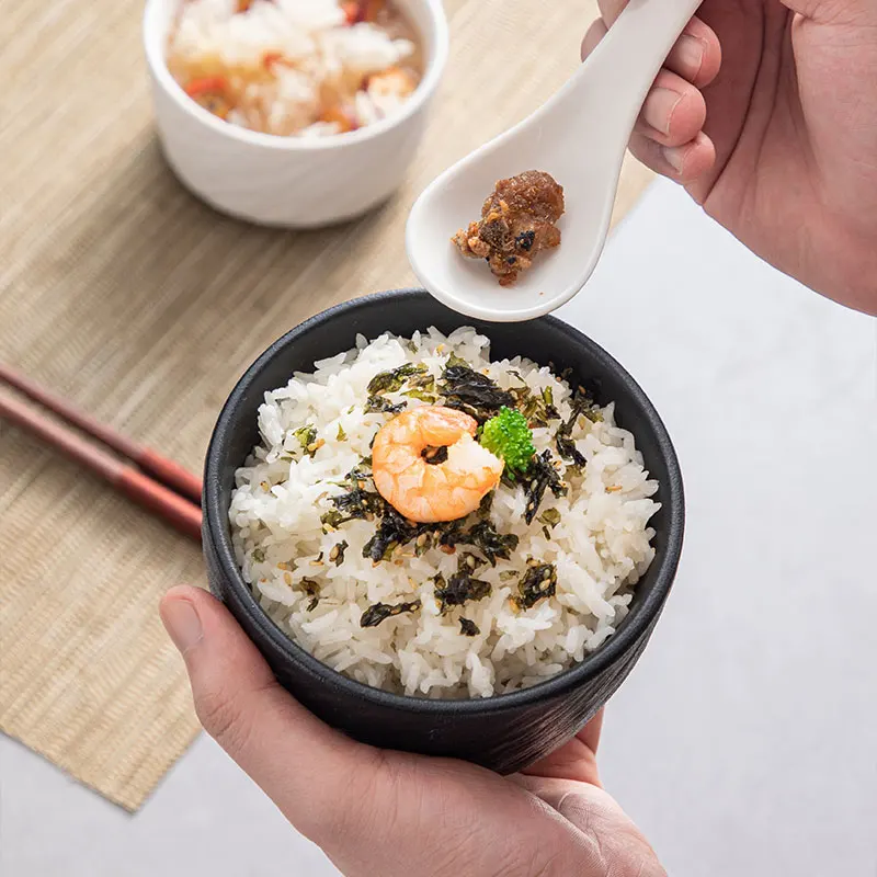 Ceramic Rice Bowls Household 6 Inch Stone Pattern Underglaze Colour Solid Dining Tableware Japanese New Round Breakfast Bowl