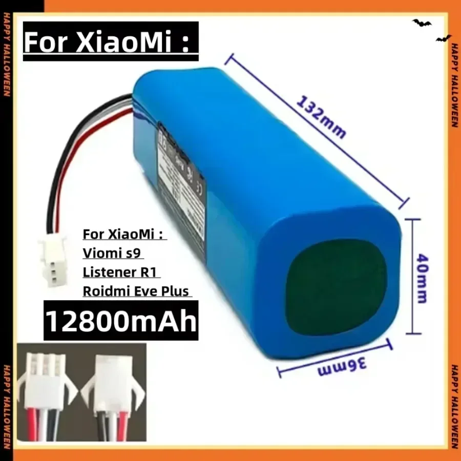 Lithium-Akku 12800mAh Wiederaufladbar für XiaoMi Lydsto R1 Viomi S9 Roidmi Eve Plus Roboter-Staubsauger Akkupack 18650