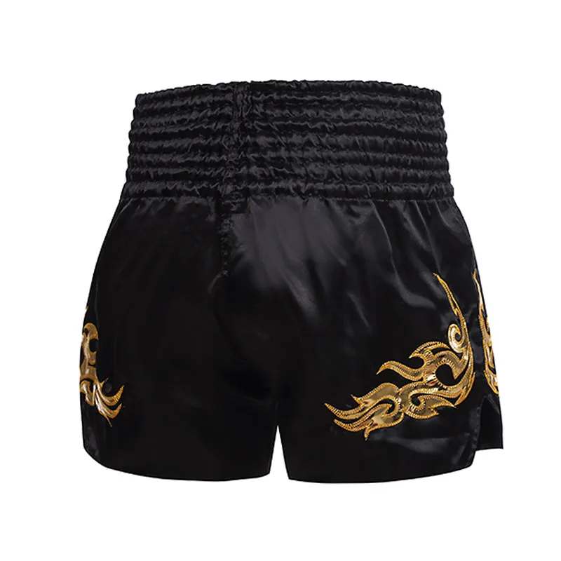 Trendy Muay Thai Shorts for Kids Adult MMA Martial Arts Fight Grappling Pants Men Women Gold Thai Stripe Sports Short Boxing