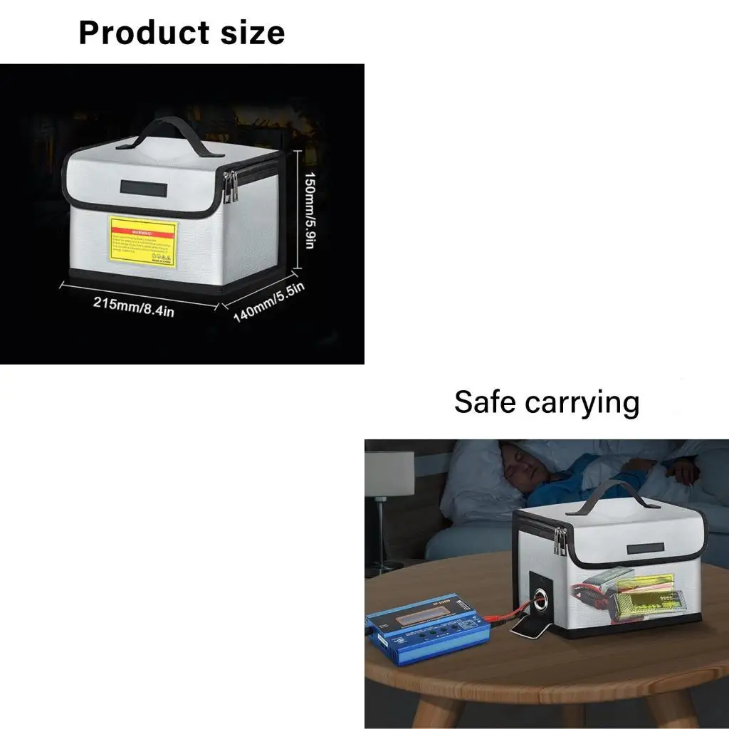 652f-耐火性バッテリーオーガナイザーポーチキャリングハンドルジッパーシステム安全な保管ソリューションモデル用