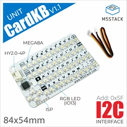 M5Stack Ufficiale CardKB v1.1 Mini tastiera QWERTY a 50 tasti con MCU ATMega8A, I2C, LED RGB, programmabile per UIFlow (MEGA8A)