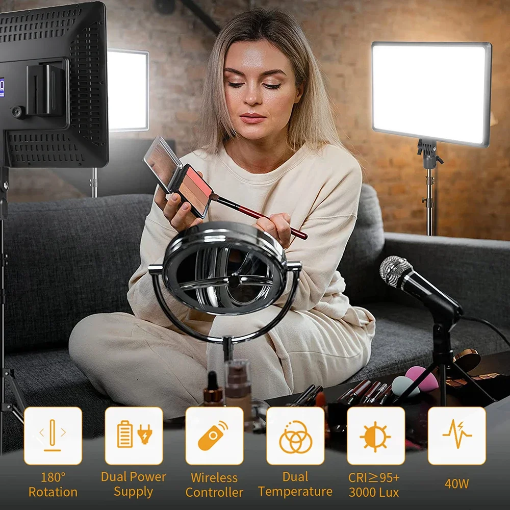 14 بوصة التصوير LED الفيديو الضوئي لوحة الإضاءة استوديو الصور طقم مصابيح لالتقاط البث المباشر Youbube TikTok مع ترايبود