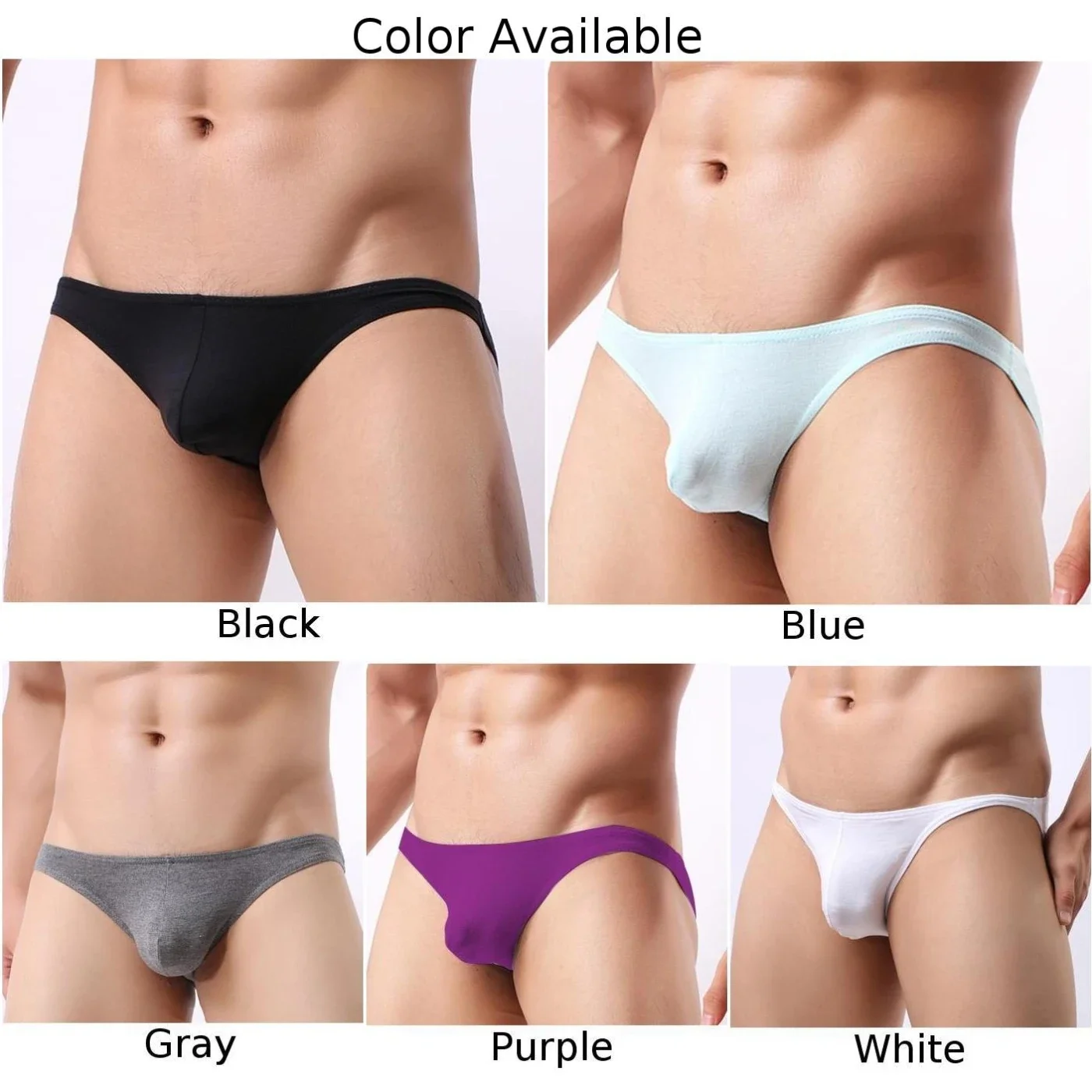 New Men Sexy Breathable Low-rise U-Convex Solid Color Underwear Briefs Underpants Pouch Bulge Slim Tight Stretch Male G-string