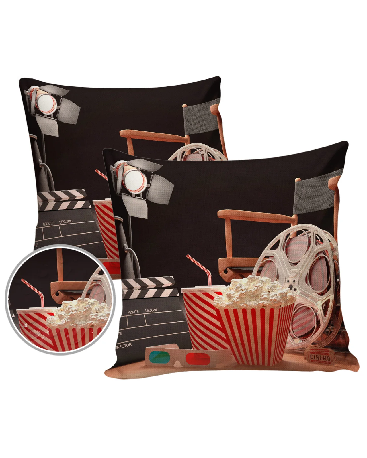 Popcorn Movie Glasses 2/4pcs Pillowcase Waterproof Cushion Cover for Wedding Home Sofa Cushion Pillow Cover Birthday Gift