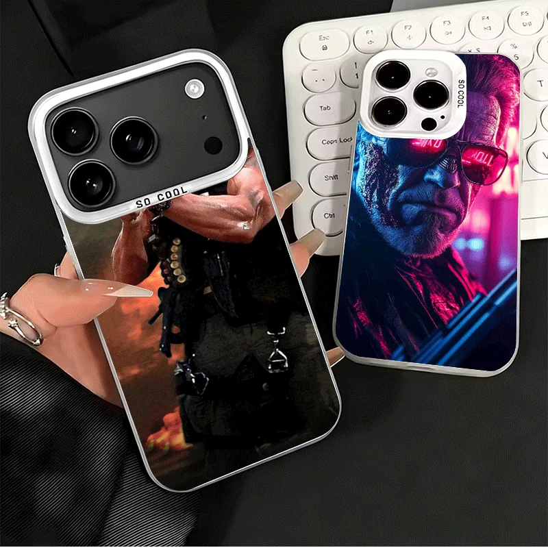 Funda Protectora para Teléfono con Diseño de Arnold Schwarzenegger de Terminator, para iPhone 15, 16, 17 Pro Max, 17Air, 16E, 14 Plus, 13, 12 Mini, Resistente a Impactos