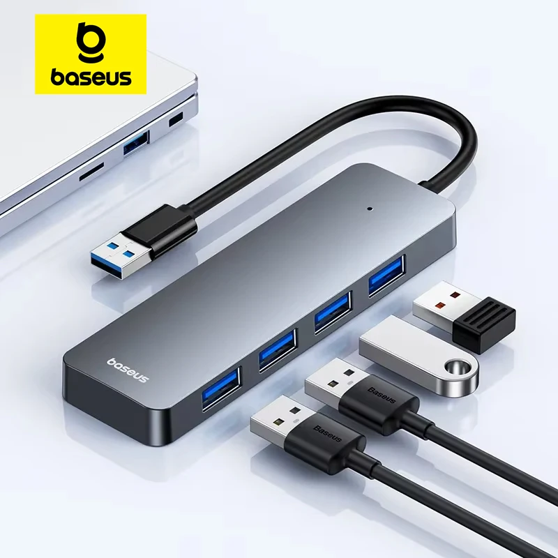 Baseus Usb Hub 4 Portas ABS Hub Usb 3 0 para Laptop Multi Splitter Adaptador Para Xiaomi Lenovo Macbook PC Computer Acessórios