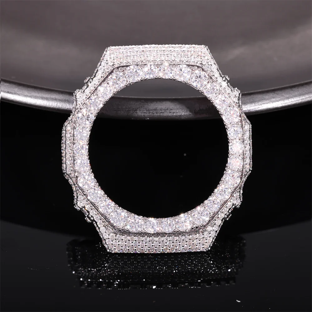 Anztilam VVS Moissanite Watch Case for Casi* GA-2100 Men Women Bling Brass Wrist Case Jewelry Pass Diamonds Tester GRA Free Ship