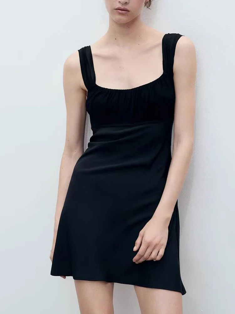 2025年夏新作 レディース ノースリーブ スクエアネック Aライン ミニワンピース 花柄プリント ガウン ハイウエスト ショート丈 パーティードレス