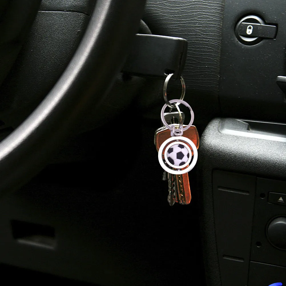 2Pcs Football Key Chains Bright Color Rotary Balls Keyring Key Chain Decor Sports Souvenir Sports Present Rotary Balls Pendant
