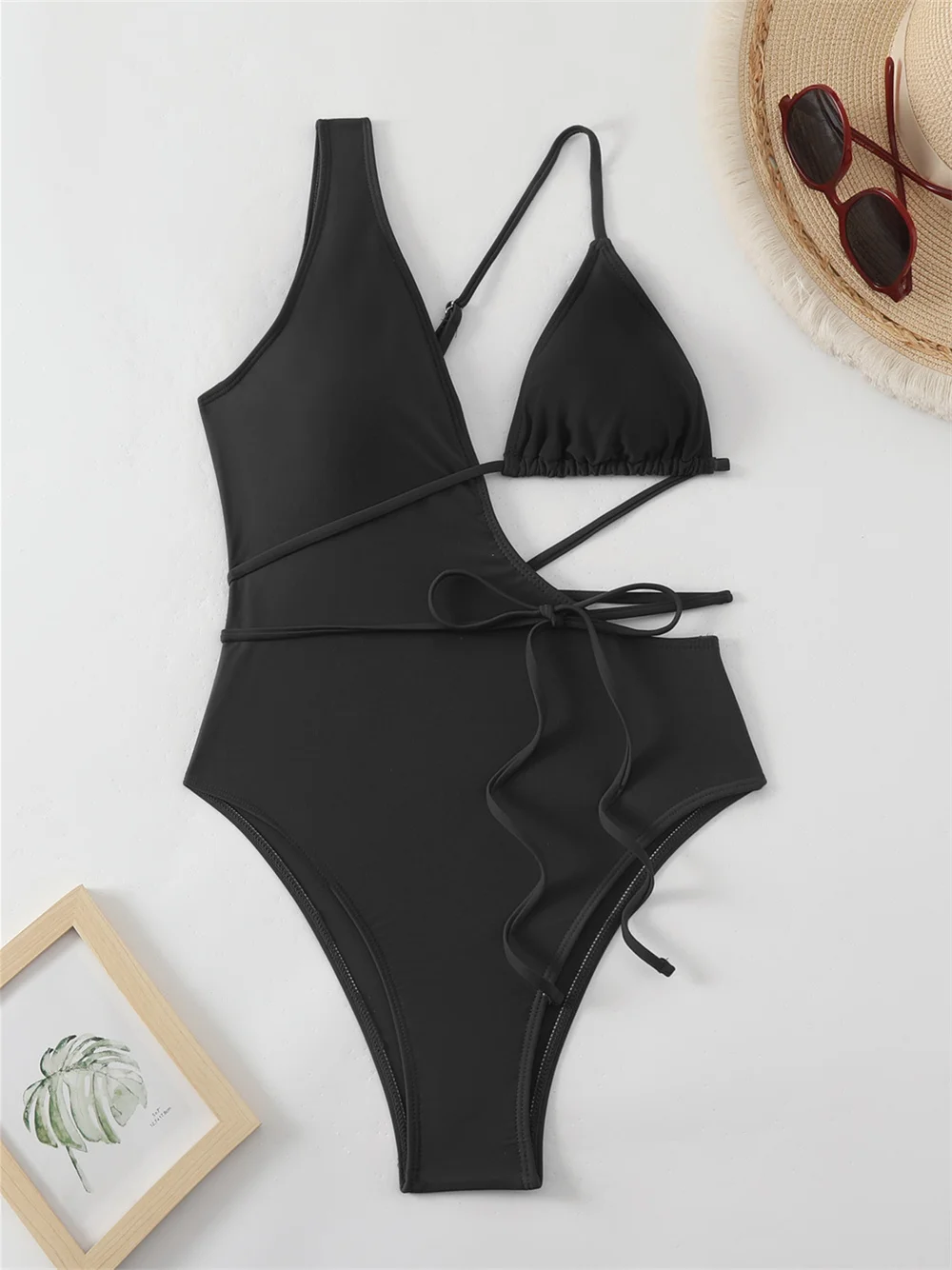 

High Cut Bikini Black Goth Extreme String Monokini Swimsuit Backless Micro Swimwear Women Beach Outfit Biquini Bodysuit Sexy Set