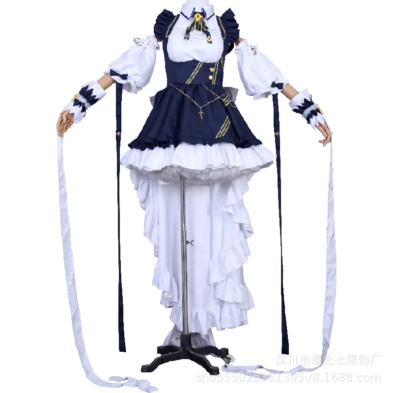 زي تنكري للفتيات من شيشاير ، خادمة القط ، فستان طويل ، شعر مستعار طقم كامل ، عيد الهالوين ، متوفر ، Hms