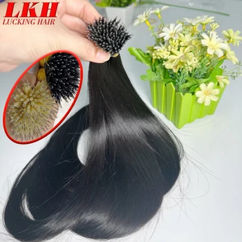 50 Adet Nano Halka İnsan Saç Uzantıları Düz Remy mikro boncuklar Halka Saç Uzatma 0.5g/0.8g/1g/Strand 18-30 Inç Doğal Renk