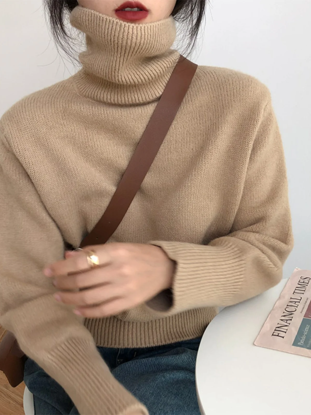 

Retro Joker High Collar Cashmere Sweater for Women's Autumn and Winter New Product Great-looking bottoming shirt knit top