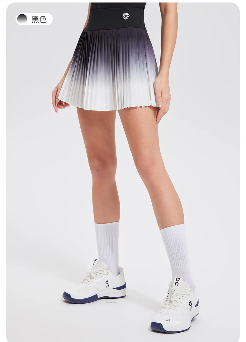 Farbverlauf Plissierter Tennisrock Damen 2-in-1 Sport-Skort Atmungsaktiver Leichter Fitness-Workout-Laufrock für Tennisspielerinnen – Detail 8