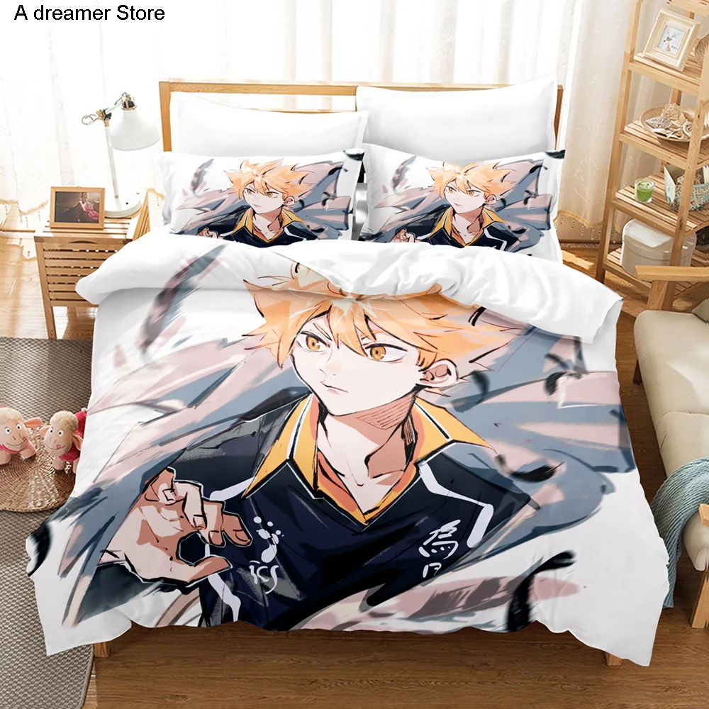 Haikyu Bedding Set Japan Famous Anime Comforter Duvet Cover Quilt And Pillowcase Bed Linen Bedroom Bedclothes Dropshipping Gift