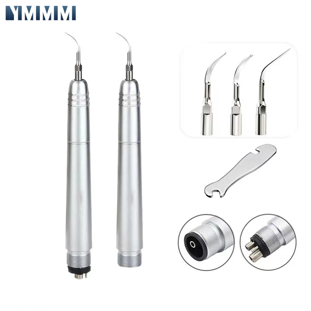 Dental Supplies 2Holes/4 Holes Dental Ultrasonic Air Scaler Handpiece 3 Tips Air Scaling Polishin Tools Teeth Cleaner Tools