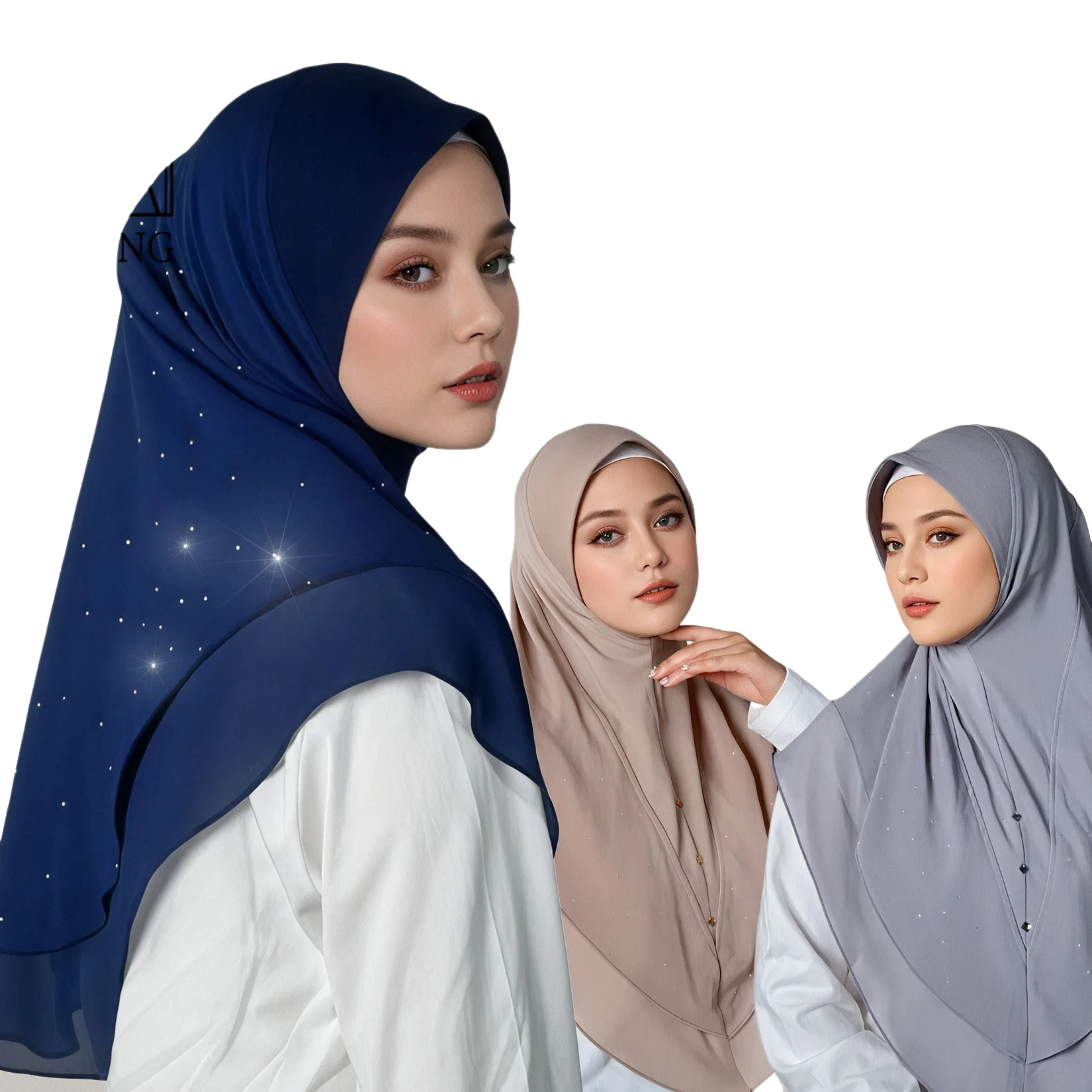 

Шифоновый мусульманский мгновенный хиджаб, женский цельный хиджаб с бриллиантами, Амира, химиотерапия, исламский шарф, тюрбан, повязка на голову, шаль, платок, накидка