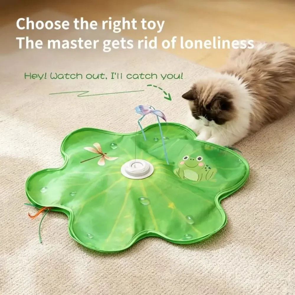 Motion Activated Hide And Seek Cat Bird Sound Built-in Feathers Electric Interactive Cat Low Noise Automatic Rotation