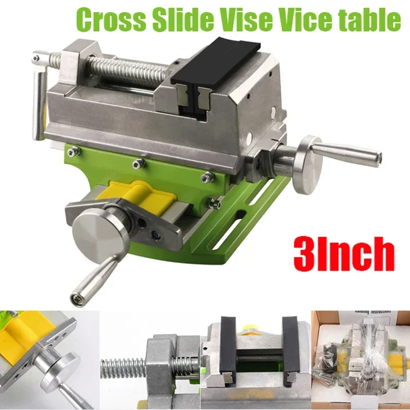 3 Inch Cross Slide Vise Vice Table Compound Table Worktable Bench Alunimun Alloy Body for Milling Drilling