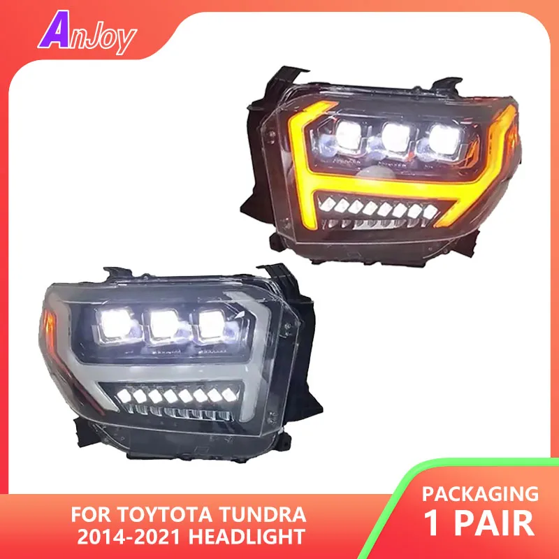 

Автомобильные фары для Toytota Tundra 2014-2021, обновление фар, модифицированный новый DRL, динамический указатель поворота, светодиодные аксессуары для фар