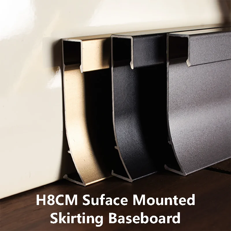 Suface Mounted LED Skirting Baseboard Aluminum Profile PC Diffuse Channel Corridor Down Glowing Linear Bar Strip Light H5/8CM