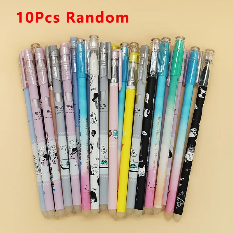 

Pen 0.5mm Blue Gel-ink Bullet/Needle Tip Refill Multi-Pattern Cute Gel Pen School Stationery 10Pcs