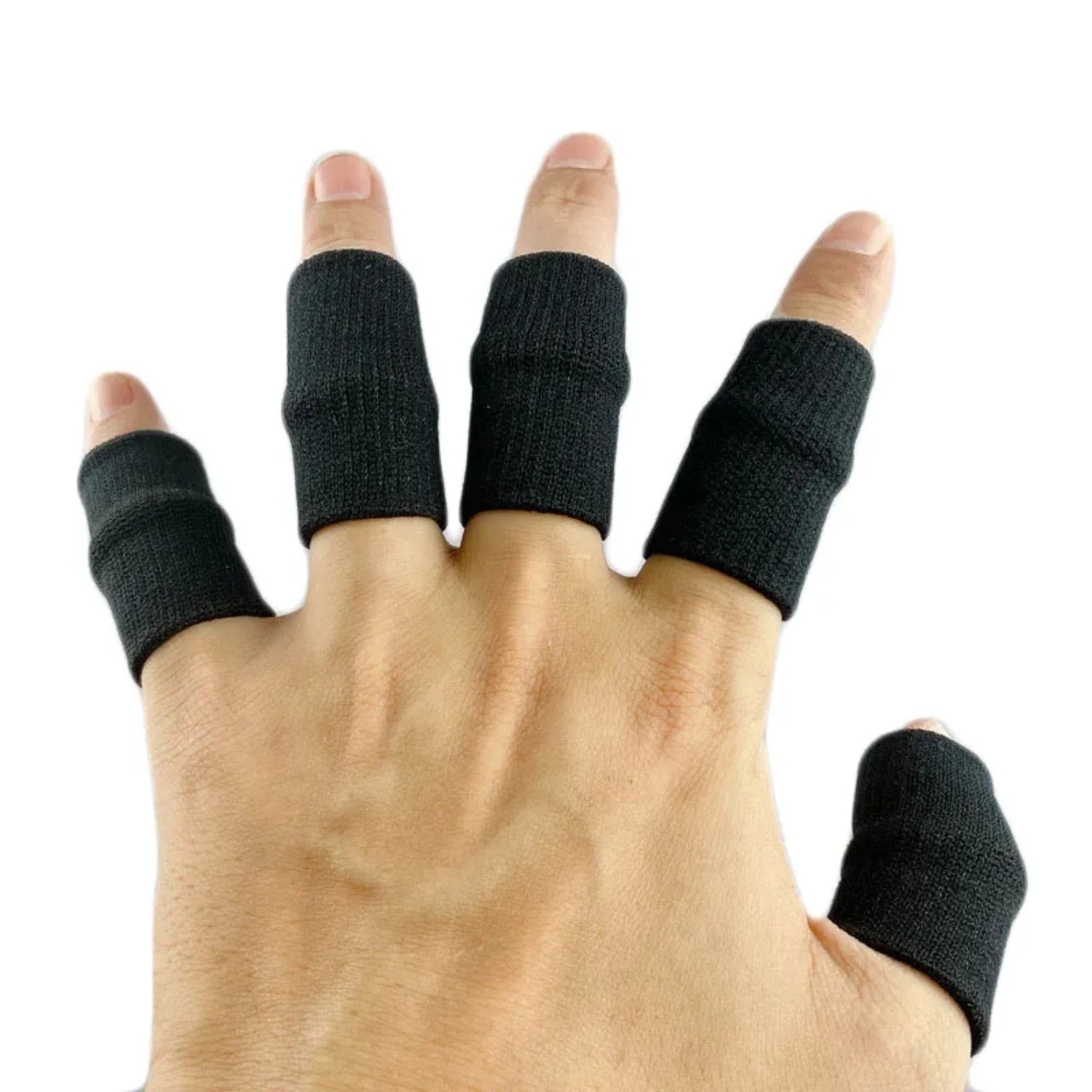 10 Pcs Elastic Finger Sleeves  Basketball Anti Sprain Thumb Brace Retainer Finger Support Protection Volleyball Sports Safety