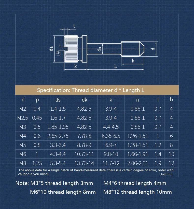 M2 M2.5 M3 M4 M5 M6 M8 304 Stainless Steel GB839 Slotted Hand Tighten Thumb Screw Anti-loosening High Head Knurled Bolt