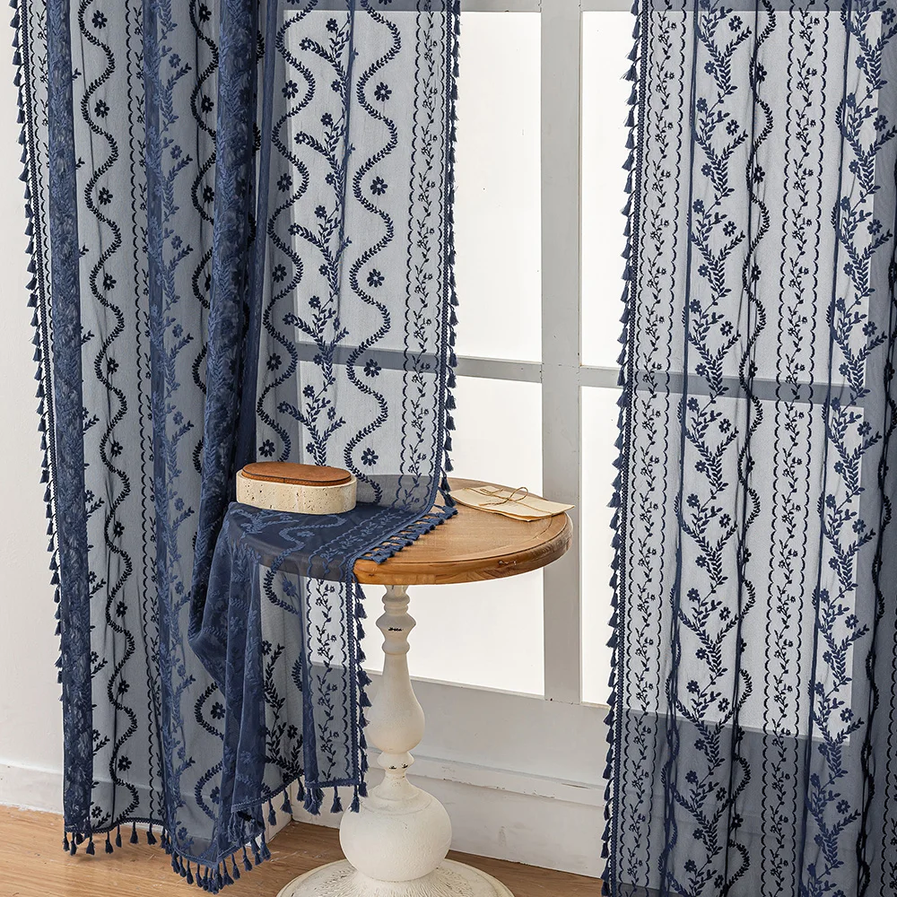 2pcs European Style Curtain Sheer Panel For Living Room, Bedroom, Rod pocket Curtain, Home Decor  Light Filtering Window Curtain