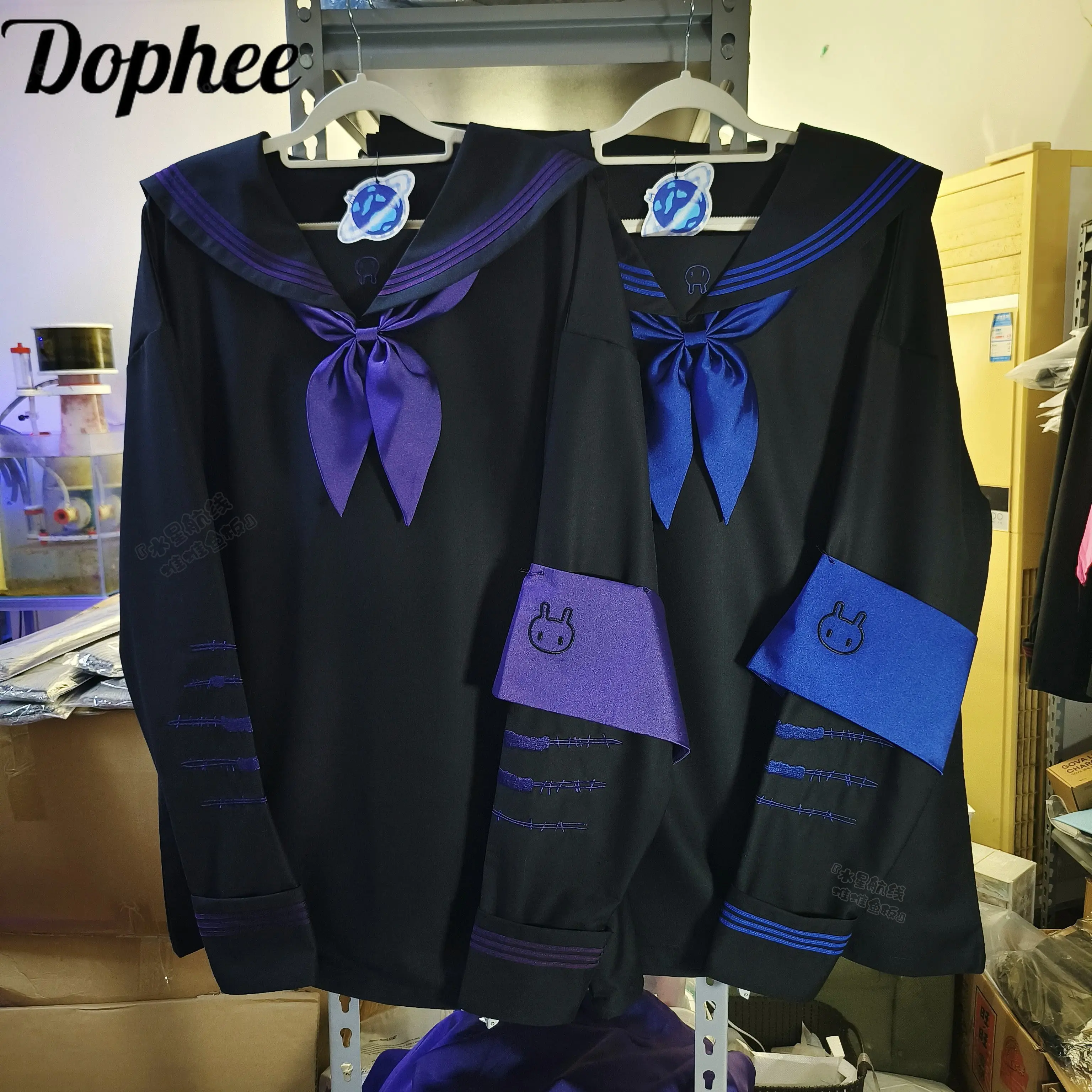 Dophee-uniforme de marinero de subcultura japonesa Original, jersey holgado con cuello azul marino, Top, camiseta de manga larga para primavera y otoño para mujer