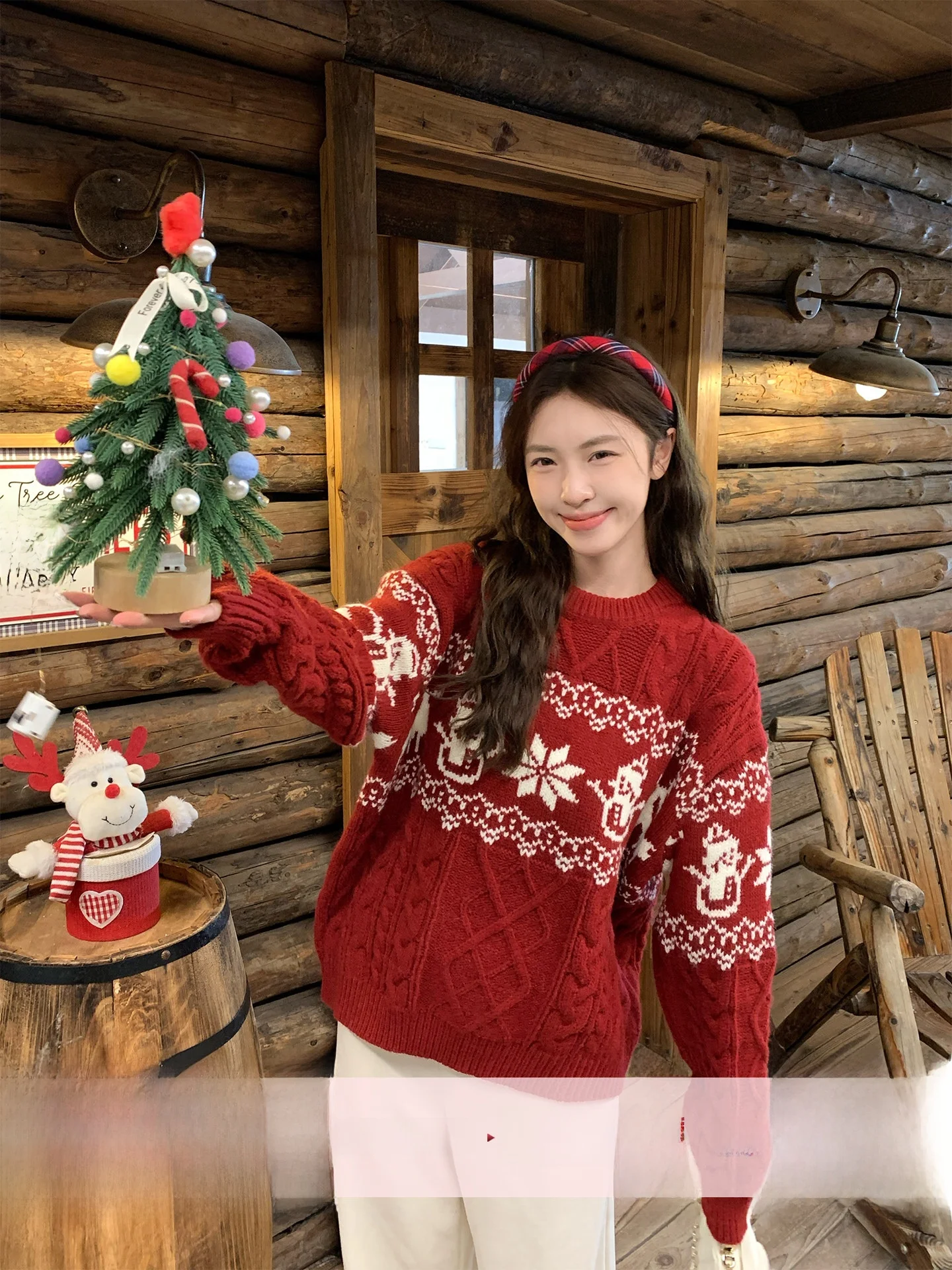 

Morning Bloom Red Knitted Cisas Sweater Women's Autumn Winter Lazy Sle Inner Wear Korean Loose Fit Soft Long Sve