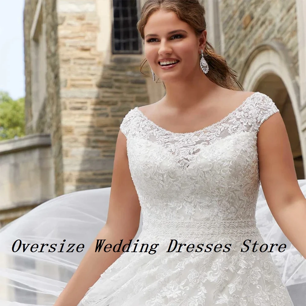 Schaufel plus Größe Brautkleider mit Spitze ärmellose Plus Size Brautkleider für Frauen Sommer neue Spitze Vestidos de Novia