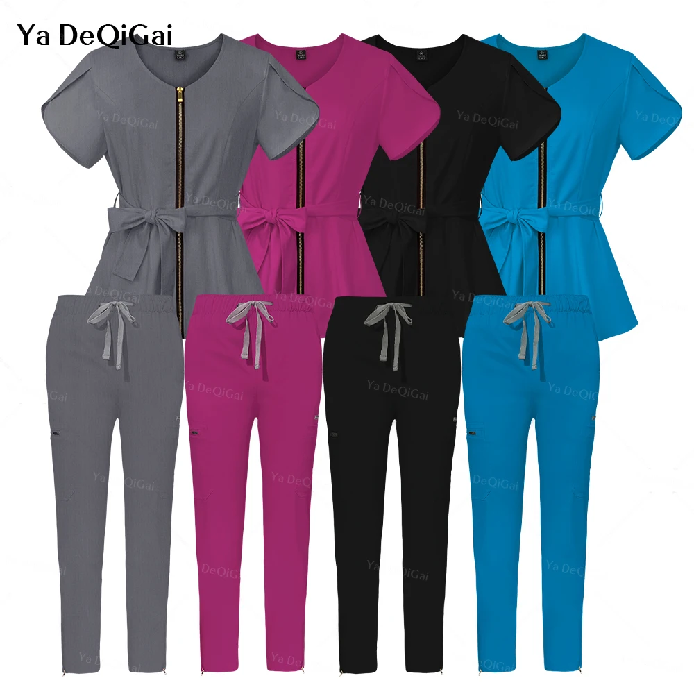 Uniformes quirúrgicos de enfermería para médico y enfermera, conjunto exfoliante para mujer, Ropa de Trabajo de salón de belleza, bata clínica, traje de trabajo de laboratorio de Spa con pantalón superior