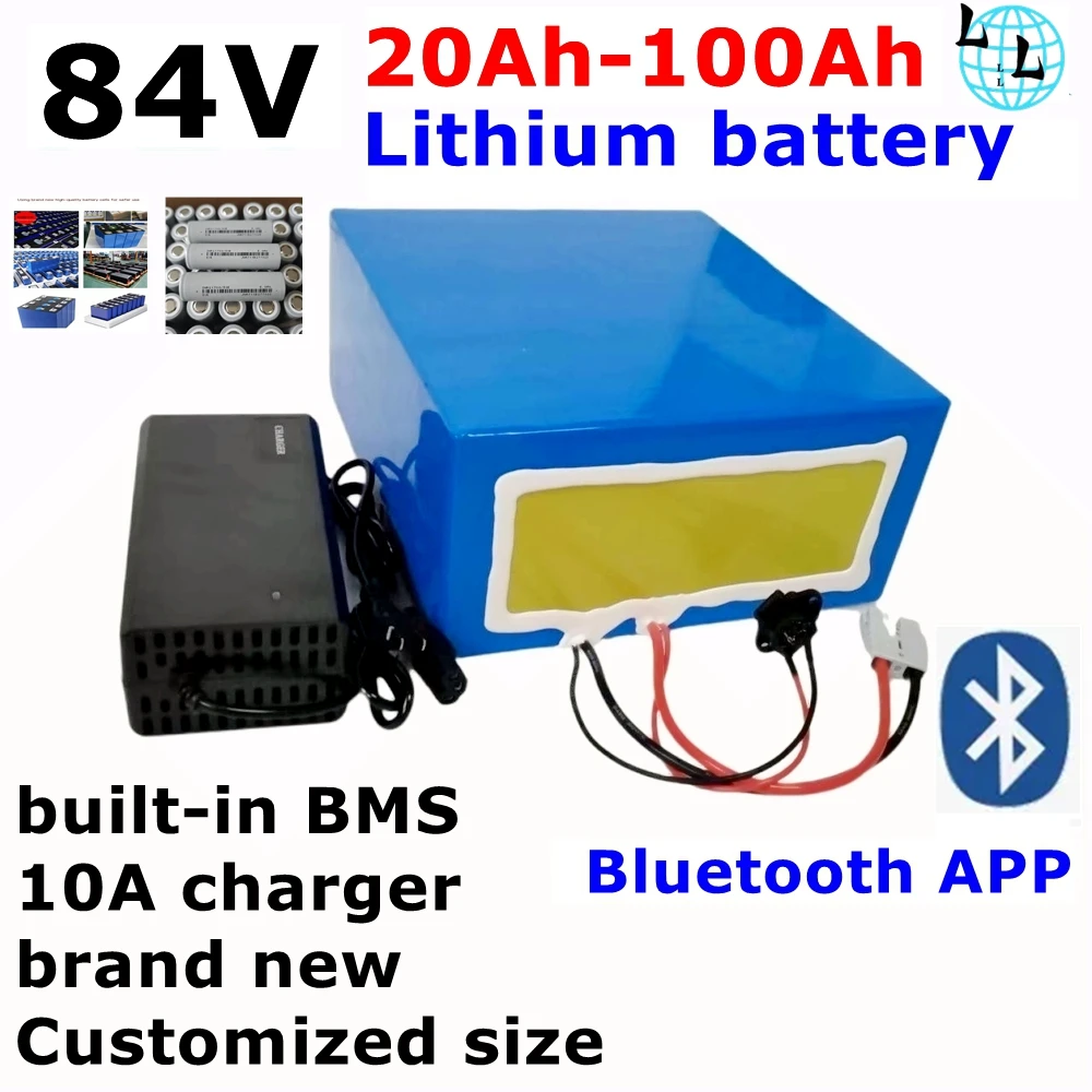 LL-Batterie au lithium-ion LT-84v 50Ah 30Ah 100Ah 60Ah 80Ah pour chariot de golf de moto de Sicile 4000W 5000w + chargeur 10A.