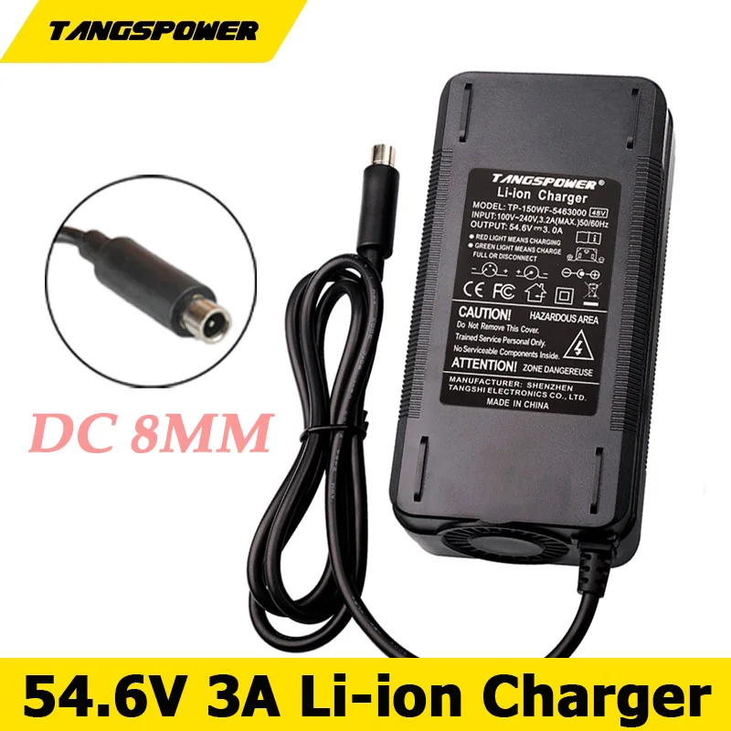 

54.6V 3A Smart Fast Chargering Lithium Battery Charger For 13Series 48V Li-ion Battery Charger With DC8MM Connector High Quality