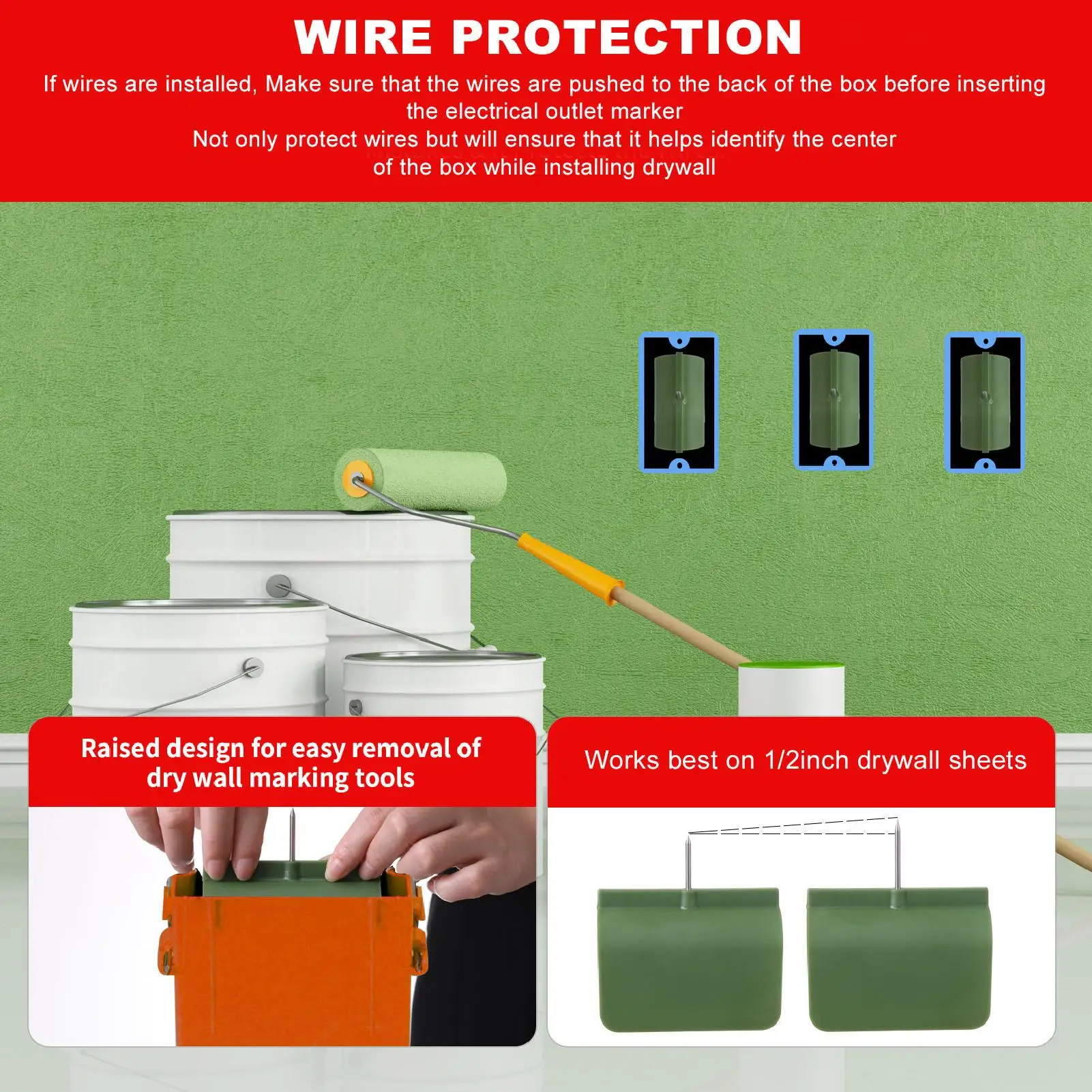 Herramienta portátil de marcador de pared seca para una fácil instalación y cables de toma de corriente eléctrica: diseño fácil de usar